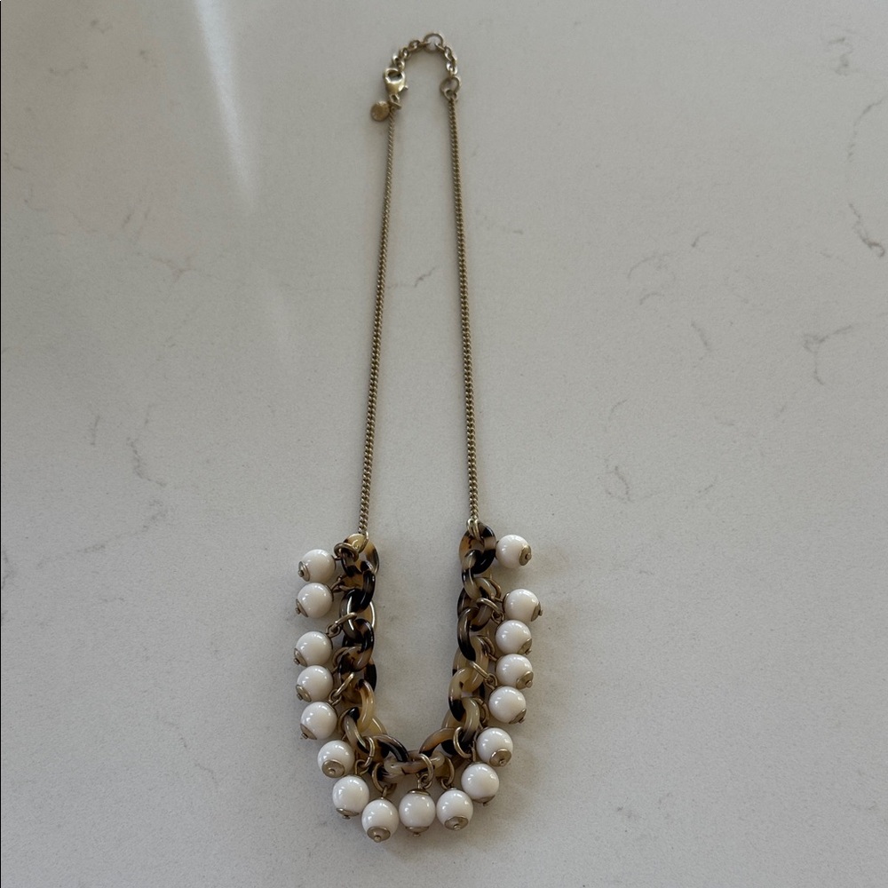 JCREW Elegant White and Gold Necklace NWOT